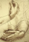 drawing of hands by Leonardo da Vinci