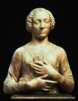 marble bust of Ginevra de Benci by Andrea Verrocchio